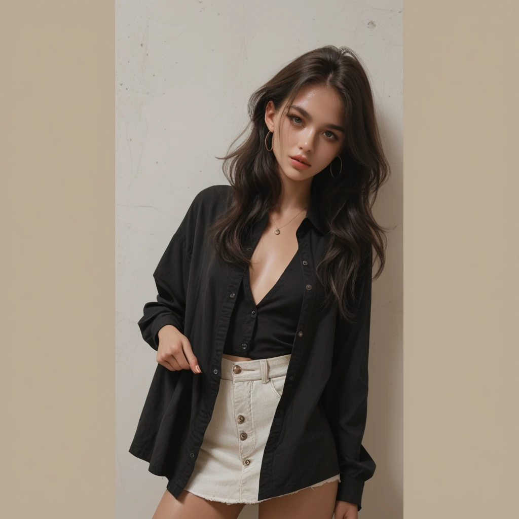 ((Best quality)), ((Masterpiece)), (Hinge), 1girl, Off shoulder jacket,