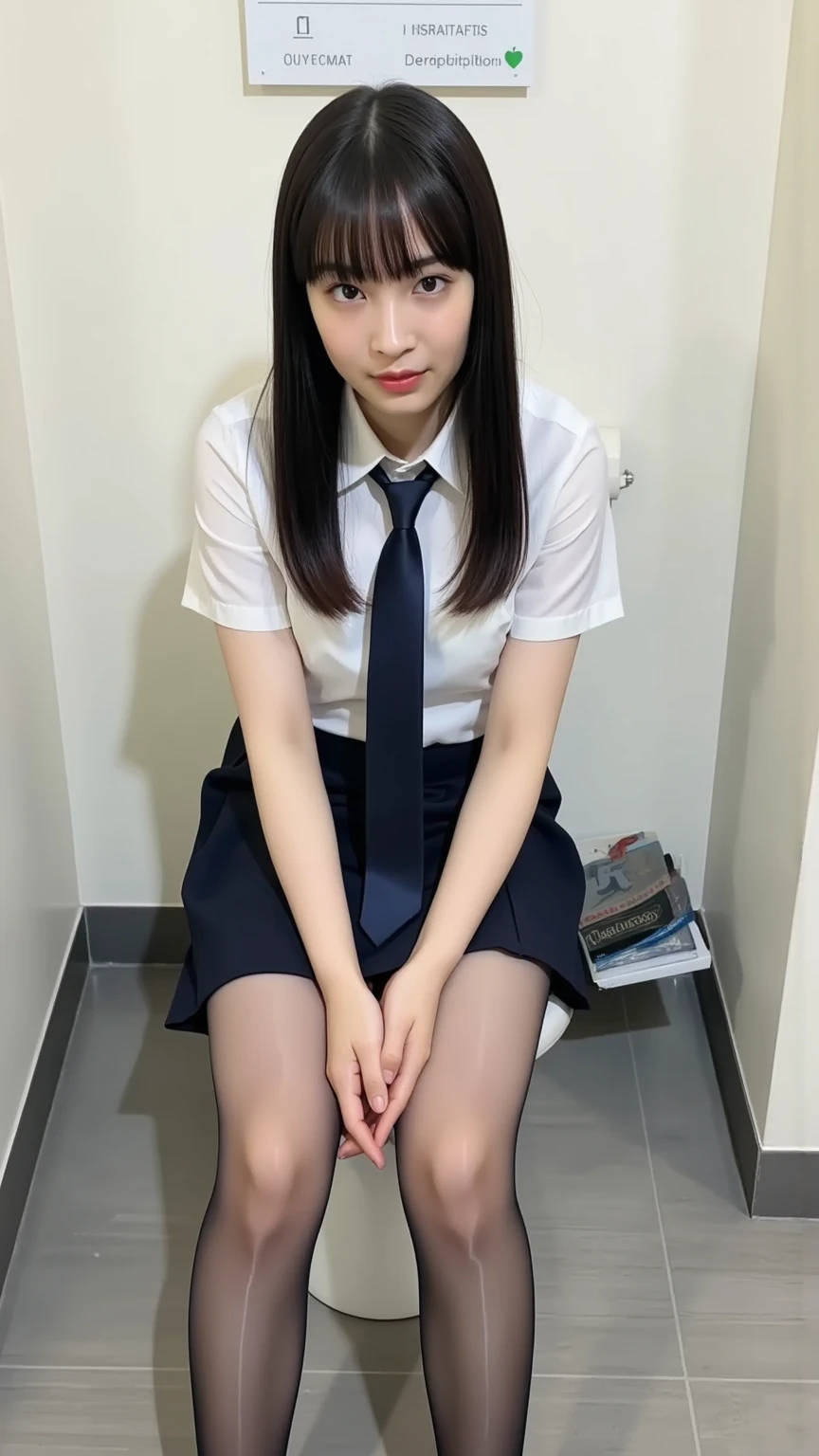 Photo of a beautiful Japanese 13 years old woman sitting on chair in class room,,after school,spread legs ,Lift up your skirt and show your panties,