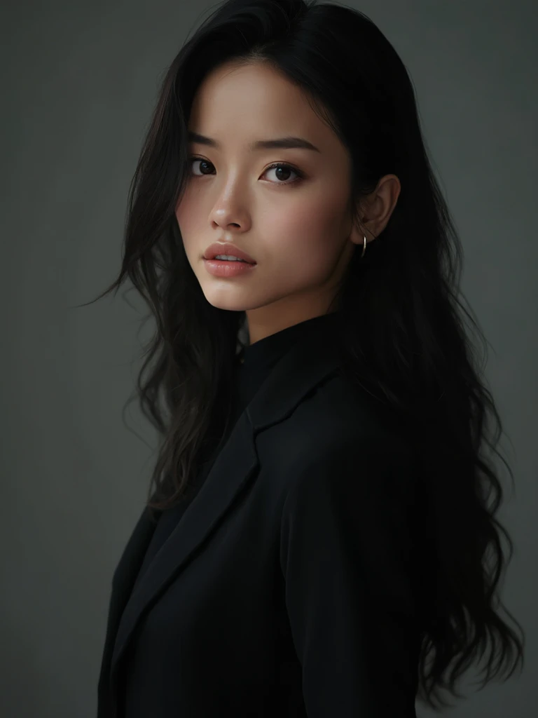21才の日本人woman、slim、Fashion Model、Highest quality, Spectacular and realistic, ((in the pitch black darkness :1.4)), ((Portraiture:1.5)),(background: dark ) High Contrast ,素晴らしいphotograph, Minimum Lux, lighting face, she's comfortable, Loungewear, It is wonderful, (8K, RAWphotograph, Highest quality),(Spectacular and realistic:1.5), woman, debtace,(Fine grain:0.8),(Looking into the camera:1.4), (Highest quality), ( High Contrast, Deep Shadow),Intricate details,Cinematic,((skin:1.4)), (long dark hair:1.3), Long Hair, Messy ,(High resolution:1.5),detailed, color, Superior Quality, masterpiece, RAWphotograph (20-year-old, View your viewers), beautidebtul, (無地の黄colorいシャツを着ている,), perfect, nature, perfect composition, Portraiture, perfect face, smile expression, Captivating eyes, Bright details, Keep your mouth shut, (skinのディテールが高い),, (Bluish: 0.6), (Sale: 0.8), (Bloodstained: 0.7), Key lighting , (Backlight: 0.5), Medium depth odebt debtield, Canon 5D, 50mm lens, debt/4 openings, (超detailed, 複雑なdetailed), sharp focus, soft color, 8K, Absurd, 80mm, dark background, photograph, smile, Moderate ,