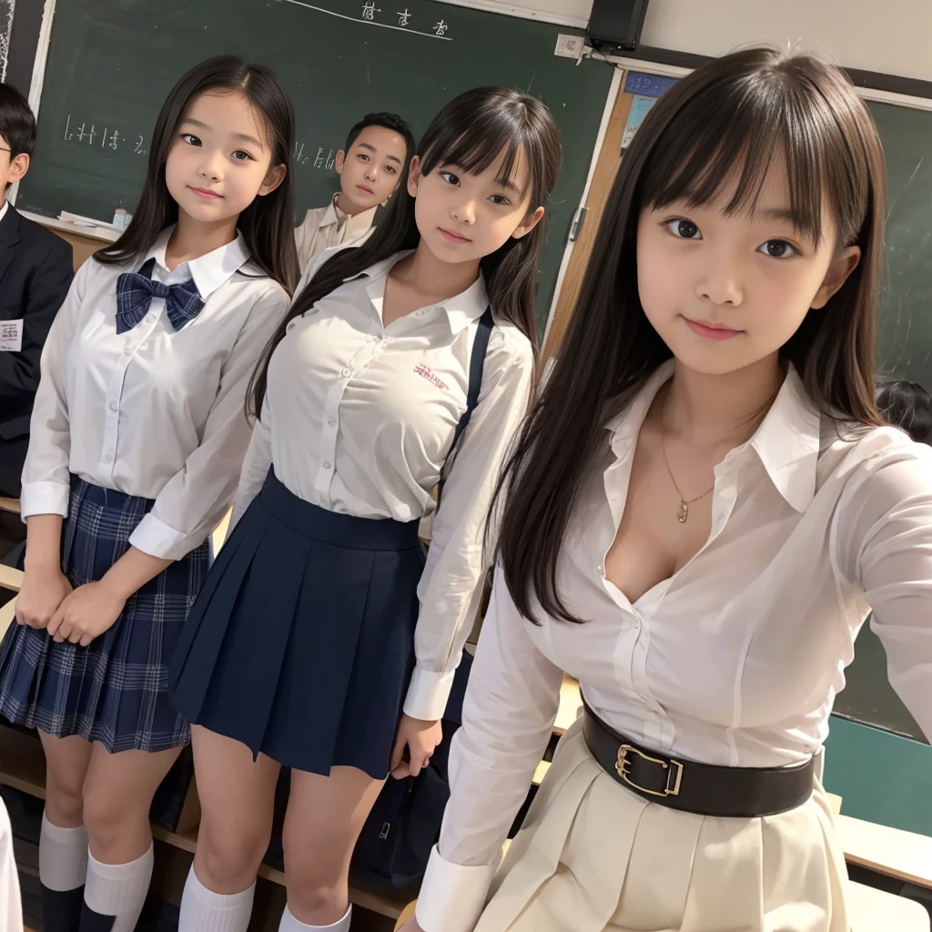 Highest quality photos、超A high resolution、8k wallpaper、Inside a high school classroom、Many beautiful girls wearing deep red embroidered lingerie and leather collars.、Lots of women、crowd、Everyone is hugging each other closely