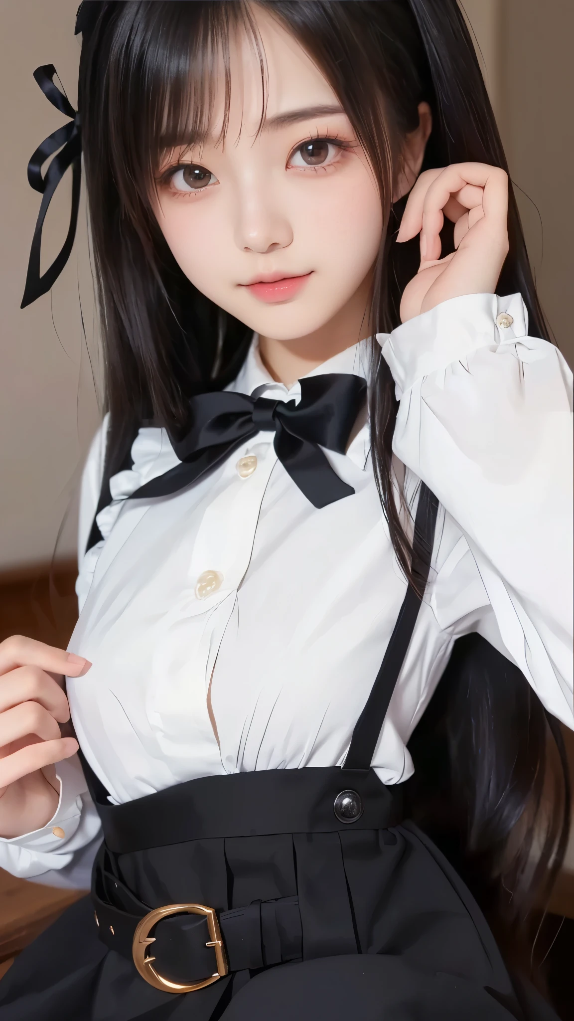 nsfw,((one man and one woman,having sex)),lying down,pcmisora,hairclip,shirt,black sailor collar,white skirt,ribbon on head,Ahegao,Highest image quality,masterpiece