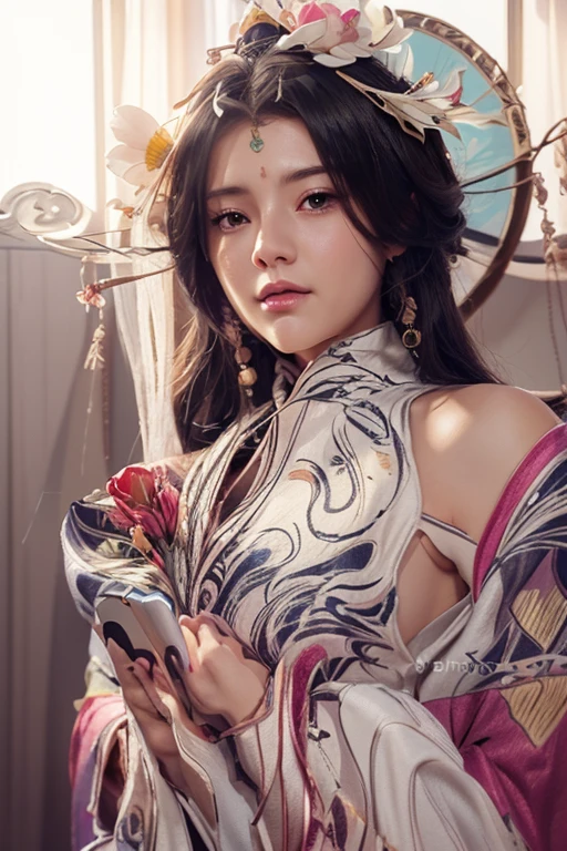 Official Art, unity 8k wallpaper, Super detailed, beautifully、aesthetic, masterpiece, Highest quality, Chinese style, (zenTangle, Mandala, Tangle, enTangle), Flower ???????, One person, Very detailed, Dynamic Angle, Cowboy Shot, The most beautiful form of chaos, elegant, Brutalist design, Vibrant colors, Romanticism, James Jean, Robbie Dowie Anton, Ross Tran, Francis Bacon, It was freezing cold, Adrian's genius, Petra Cortright, Gerhard Richter, takato yamamoto, Ashley Wood, Atmospheric