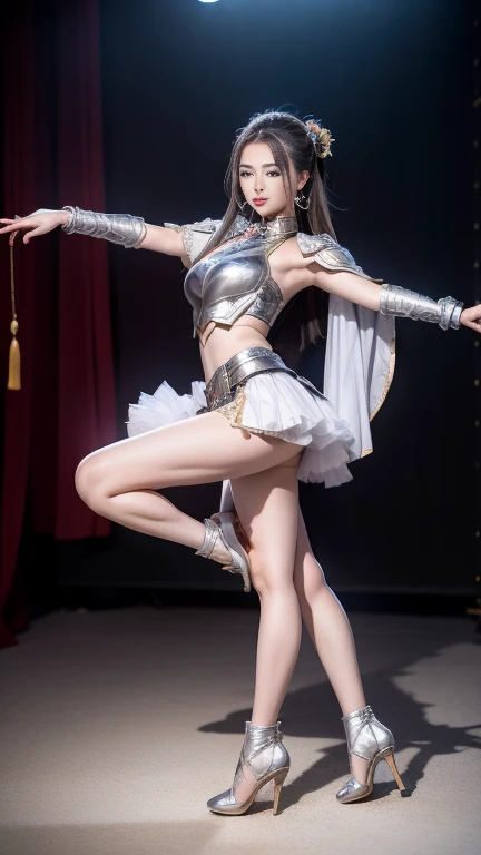 High resolution、High level image quality、8K、real live action、Raw photo、highest quality、masterpiece、16 year old elf girl、ballerina、unparalleled beauty、Wearing a tiara on your head、young face、(((beautiful girl)))、Dancing on stage、Swan Lake、long pointed ears、naked