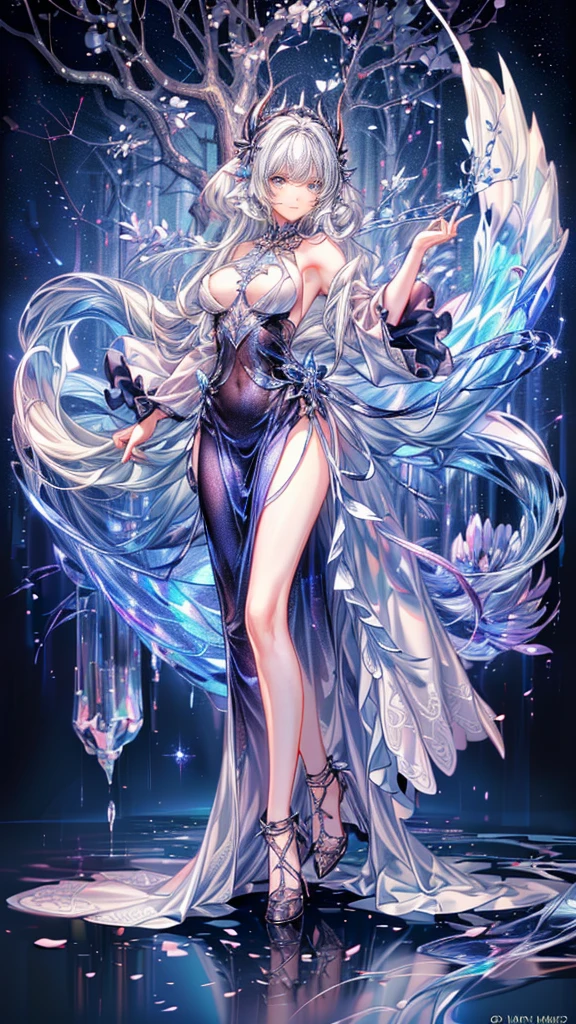 One girl, Solo, (((trapped in big krystal)))(trapped in krystal:1.7),((add eye details)), ((add face details)), krystal, Star, shine, beautiful night sky on background, Moon, Stars on background,Diamonds、たくさんのkrystalが付いたドレス, fantasy dress, A magical dress with a transparent chest, krystal製シースルー, lady with glowing flowers dress, intricate fantasy sheer dress, See-through rainbow color, translucent intricate gown, Translucent intricate costume design, translucent dress, a stunning young ethereal figure, jeweled opal statue, fantasy transparent costume, Made of dried flowers、Glasswork、glass slipper with gold and white flowers, 気まぐれIntricate details, intricate and Elegant, beautiful detailed Elegant, Fairytale style, ultra Intricate details, Elegant. Highly detailed, complex and beautiful, golden Intricate details, Cinderella, side view Intricate details, Complex gold elements, Intricate details, Complex and detailed, super complex details、There is a sofa and table in a room with blue curtains, anime aesthetic, Anime Background, dreamy and detailed, anime beautiful peace scene, Anime Background art, beautiful anime scene, very magical and dreamy, blue and white tones, Relaxing environment, Ethereal dreamy theme, dreamy aesthetic, Anime that won the Aesthetic Award, relaxing concept art, blue themed, quiet and serene atmosphere、A charming, Sheer,The nipple is visible、large boob、sexy-S 100, seductive lingerie camisole、a close up of a woman's underwear with a Bra and panties, bright blue shiny lingerie, lingerie, lingeries beauty, Sheer underwear, laced lingerie, lingerie!!, Bra, wearing sexy lingerie, Bralette, captivating and enticing, harnesses and garters, lingeries, so sexy、Full-body image、The whole body is visible、frombelow、underfoot、Foot first、From head to toe、Toostock、lying back on、on the beds、Sleep in bed、sprawl