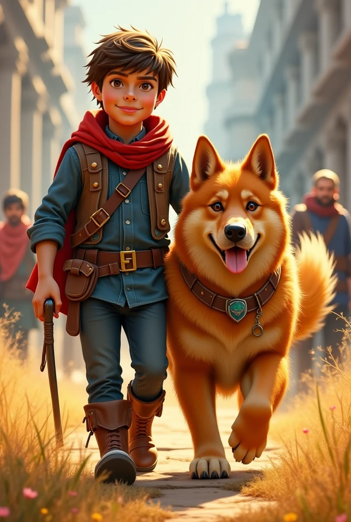 Pakistani boy stand with gurman shafat dog