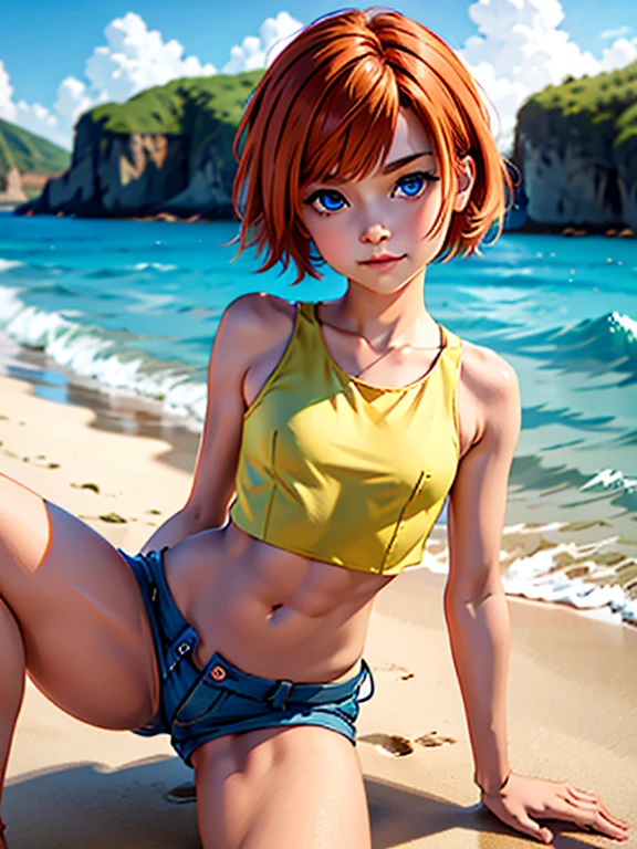 Gwen tennyson,, pose sexy con las manos en las caderas y mirada de medio perfil con, obra maestra, reina de la playa, High definition quality, cuerpo entero, vista trasera, detalle, vista de atras con tanga negra en 4, pose de perrito