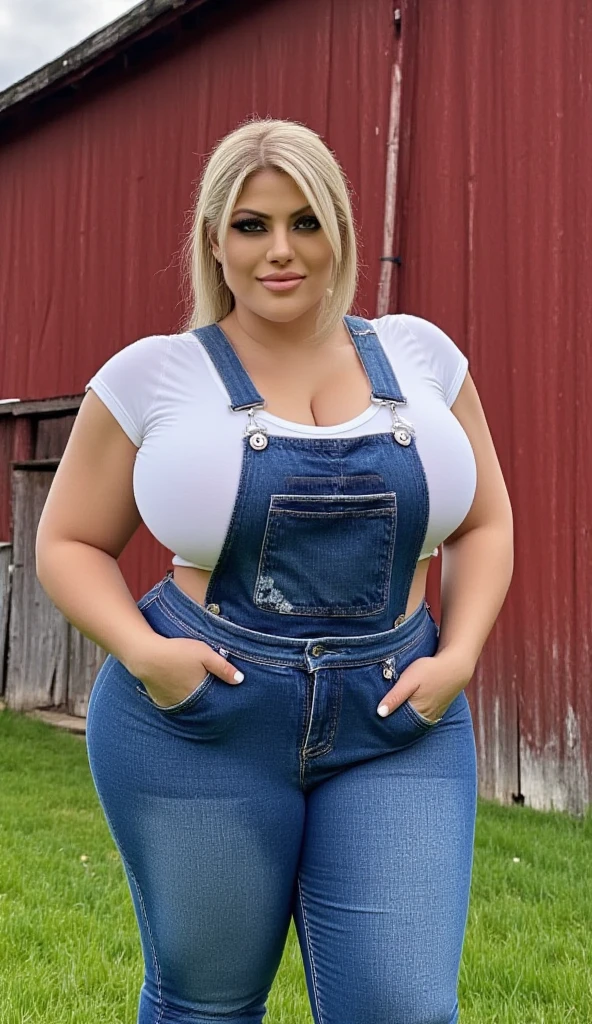 detailed skin texture, real life photograph of a 30 year old woman in a bedroom, slightly chubby female, princess peach, overalls only, voluptuous, crown, seductive, dynamic pose, photo background, r/adorableporn r/realgirls