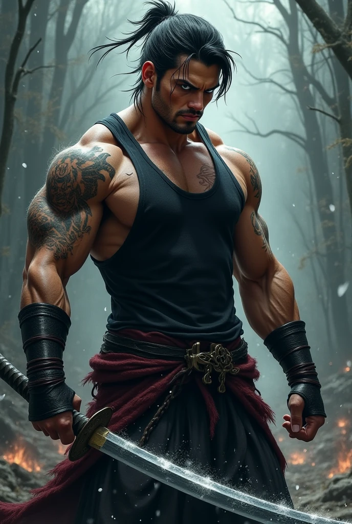 dark and torn, ((1 young man and beautiful muscular body:1.6)), fierce expression, holding a gun, (colors on his clothes, warm, orange, yellow, violet: 1.3), standing on a desolate terrain, dramatic lighting , intense shadows, gritty texture, high contrast, vibrant colors, dynamic pose, powerful stance, rough background, explosive atmosphere, dystopian theme, surreal elements, digitally painted illustration, HD resolution, intricate details, dramatic composition, avant-garde and chaotic brush strokes, style gothic, intense emotions, epic scale, raw and gritty feel, captivating and provocative artwork.