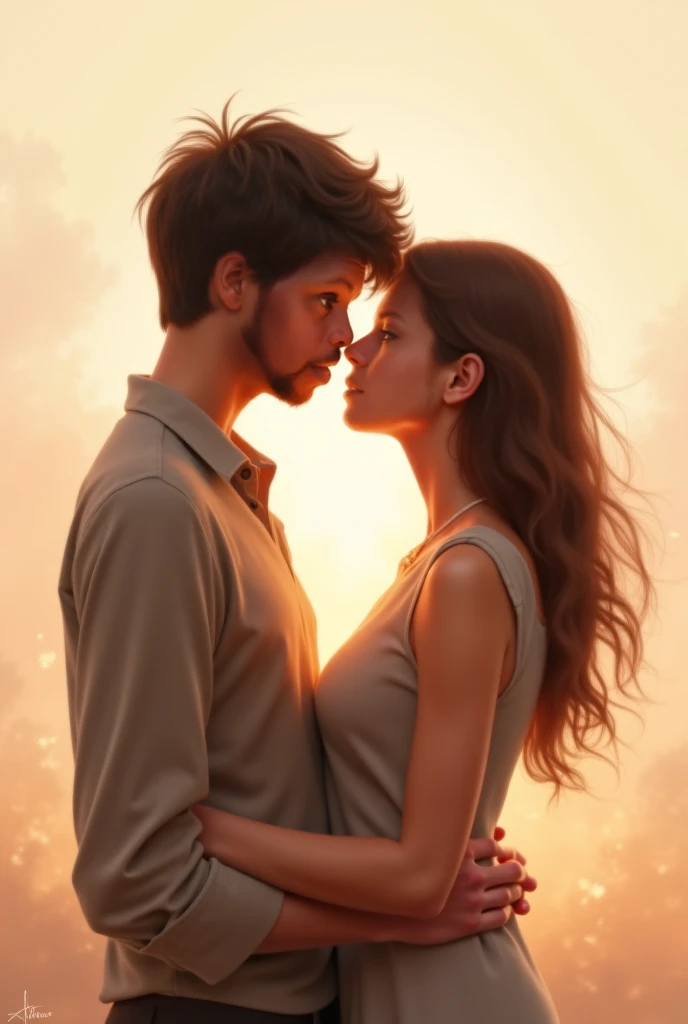 Couple of lovers in the grass and with the sky full of galaxies image in 4k and realistic