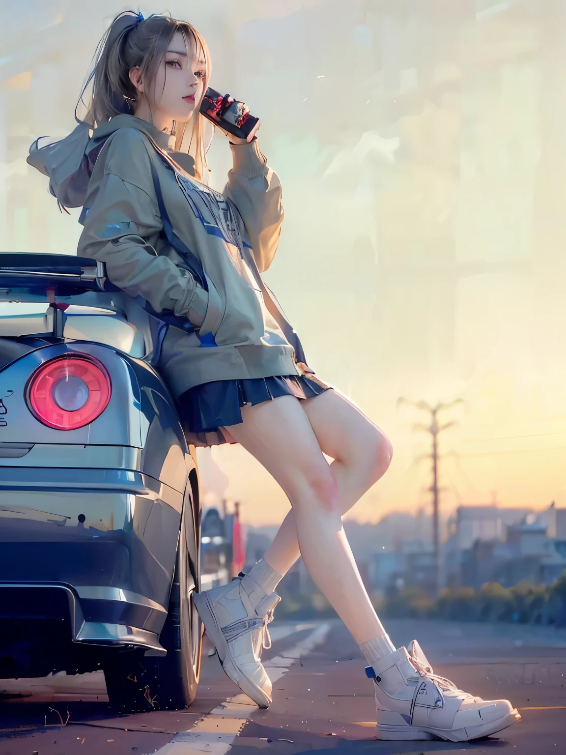 ((top-quality)), (((masterpiece)), (detaileds: 1.4), 3D, Beautiful Cyberpunk Woman Image, bob cuts, Broken black tights, leather clothes, Electromechanical, nffsw(HighDynamicRange), Ray traching, NVIDIA RTX, Hyper-Resolution, Unreal 5, Sub-surface scattering, PBR Texture, Postprocess, Anisotropy Filtering, depth of fields, Maximum sharpness and acutance, Multilayer Texture, Albedo and Highlight Maps, Surface Coloring, Accurate simulation of light-material interactions, perfectly proportions、octane renderings、two tone lighting、Large aperture、Low ISO、White Balance、thirds rule、8K Raw、masterpiece、top-quality、(8k extremely detailed CG unit wallpaper)(top-quality)、(The best illustrations)、(Best Shadows), blue eyes, body swimsuit, ponytail, sweater, detailed headphone