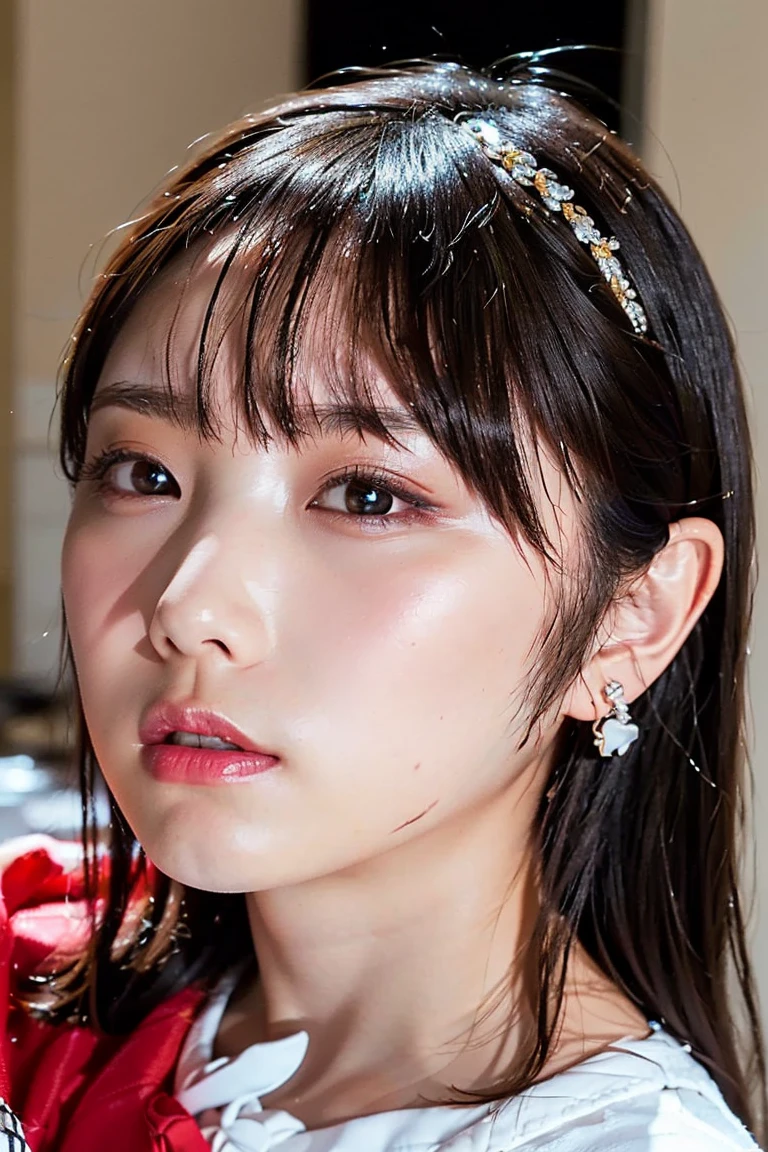 8k,Highest quality, masterpiece, Ultra-high resolution, (Realistic:1.4), RAW Photos, (Real skin texture:1.3), (Film Grain:1.3), (Selfie angle),One girl,Beautiful and detailed eyes and face,masterpiece, Highest quality,close,Upper Body,Completely naked,Mouth half open,D Cup