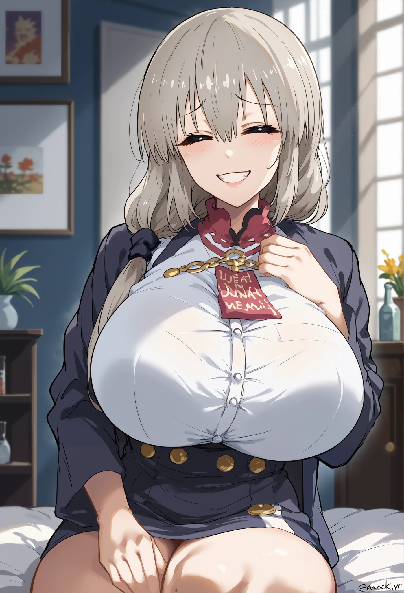score_9, score_8_up, score_7_up, source_anime, 4K,perfect fingers,(perfect hands, perfect anatomy),prefect lighting, very aesthetic, intricate details,highly detailed background, masterpiece, high quality, best quality,
1girl,solo,Uzaki Tsuki \(Uzaki-chan wa Asobitai!\),Uzaki_Tsuki,tied hair,bangs,hair between eyes,closed eyes,huge chest, ((large breast:1.5)),
Wearing ((nsfw, )),
closeup face, Lustful smile, lust,