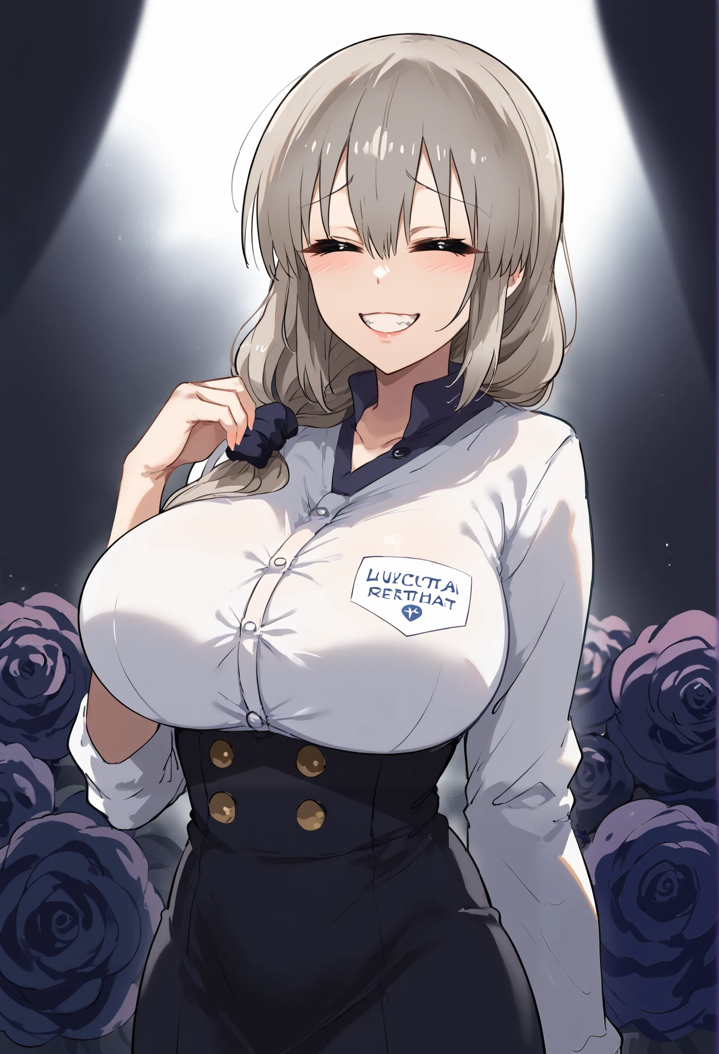 score_9, score_8_up, score_7_up, source_anime, 4K,perfect fingers,(perfect hands, perfect anatomy),prefect lighting, very aesthetic, intricate details,highly detailed background, masterpiece, high quality, best quality,
1girl,solo,Uzaki Tsuki \(Uzaki-chan wa Asobitai!\),Uzaki_Tsuki,tied hair,bangs,hair between eyes,closed eyes,huge chest, ((large breast:1.5)),
Wearing ((nsfw, )),
closeup face, Lustful smile, lust, pretty eyes,