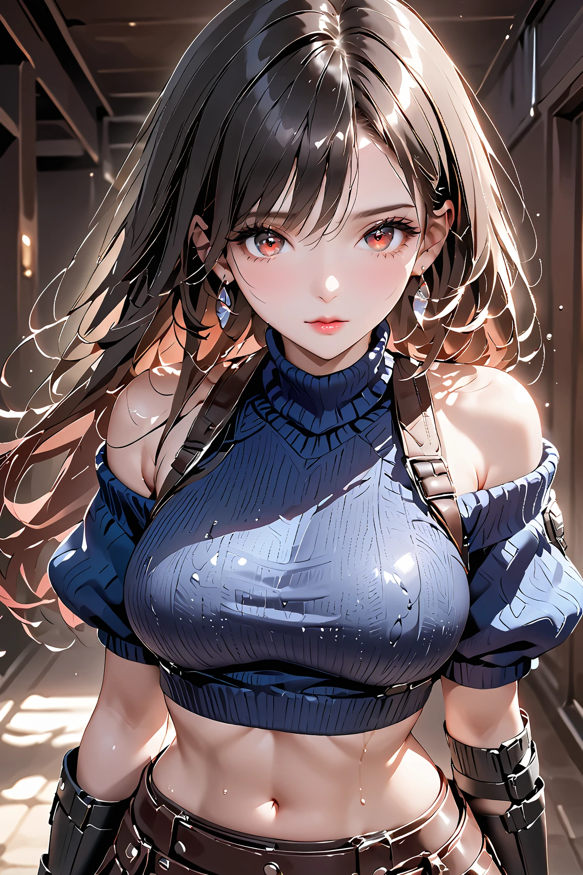 ((((highest quality)))), (((Ultra-precision CG 16K))), (((masterpiece))), (((Very detailed))), (((Extremely detailed))), (((Black outline:1.3, Written boundary depth:1.3 , Written soft outline))), Maximum clarity and sharpness,Multilayer Texture, Surface Shading, Cinematic lighting, Beautiful details sparkle ,Perfect Proportions, Limited to three woman, BREAK accurate, Anatomically correct, Highly detailed face and skin texture, drawn in detail, Highly detailed facial and skin texture, Detailed eyes, beautiful hair, Beautiful Japanese Idol face, Beautiful and beautiful eyes, Beautiful body, Beautiful breasts, Beautiful thighs, Beautiful legs, Beautiful fingers, (Beautiful views) , skinny body, ((Beautiful Skin)), ((Skin Texture)) , solo, limited one girl BREAK breast enlarged, medium Breasts, rocket breasts, (((perky breasts))), ((covered nipples)), slender waist, (smiling , narrow eyes, brown eyes, blush, determined expression, hot, sweaty , Heavy breathing,) BREAK ((streaked hair, hair intakes, colored inner hair, several hairstyles )) BREAK (((wearing oversized character printed tank top, wearing Jersey in a casual way, wearing pleats mini-skirt , breasts is covered by outfit))) , wearing earrings, BREAK (((portrait, close up, cowboy shot, looking at viewer, \(face waiting for kiss\):1.3))), ((put elbows on the desk , breast on table:1.3)) BREAK (sitting, a girl relaxing in a cafeteria:1.3, book and coffee cup on table, Inside a crowded cafe), from below