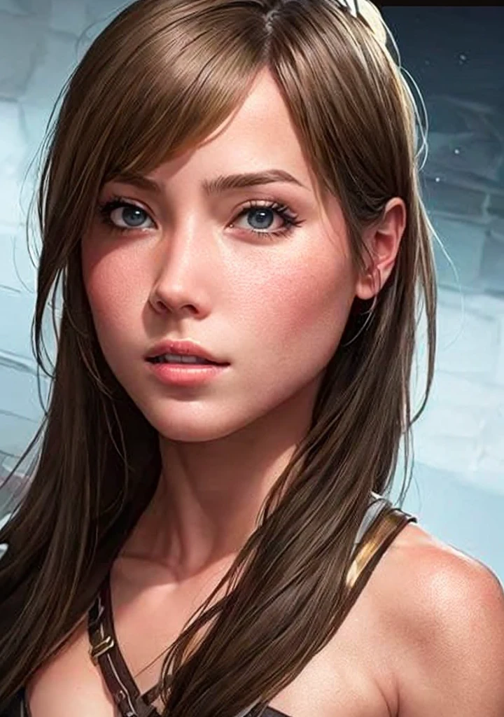 Portrait of {Melissa Benoist naked playing on a gaming PC}, smooth and soft skin, big dreamy eyes, beautiful intricate, symmetrical hair, wide anime eyes, soft lighting, detailed face, by makoto shinkai, stanley artgerm lau, wlop, rossdraws, concept art, digital painting, looking at camera