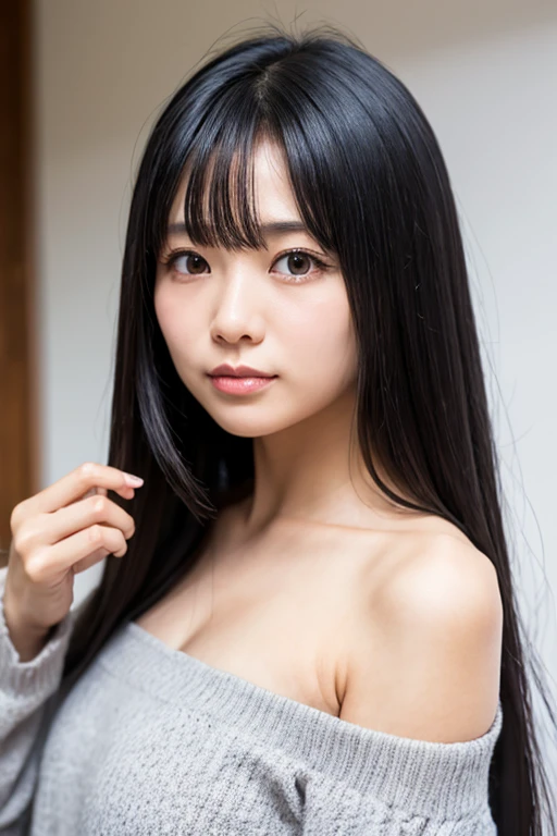 seductive smile, masterpiece, mieruko, miko yotsuya, wearing black tanktop, armpits, armpits visible, dark blue hair, yellow eyes