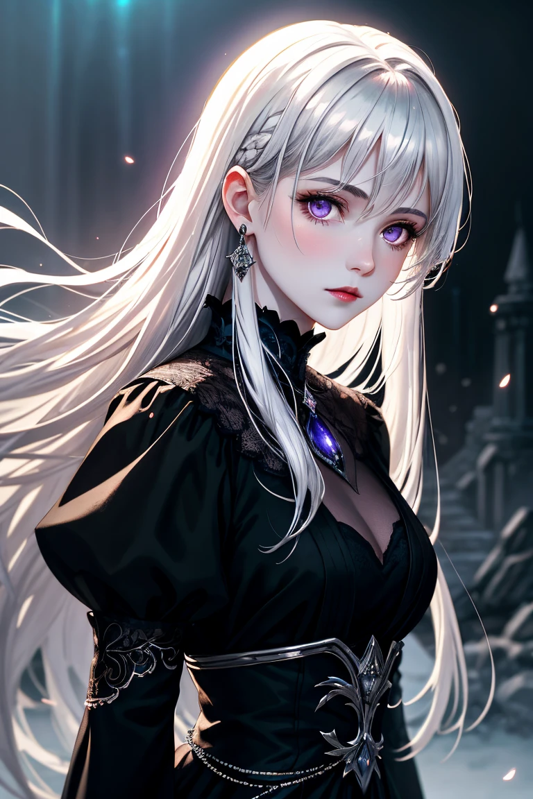 (Main Comment: 1.4, best quality)+, (Super Detail)+, [Super Detail eyes]+,
(A cute girl), 17 years old,Long hair, Thick hair (Variza: 1.2), Pale skin, Charming smile, Huge leaves, Empty eyes, Green lips
(She wore a conservative luminous lace dress, Purple pattern, 1.5), (cloak: 1.4) Long sleeve, Crystal tiara, A sea of vines and flowers, Dream bubbles, Full body pictures, stocking,
(Complex glowing starry sky: 1.1),
(black and white: 1.16), (Depth of Field: 1.4), Intricate details