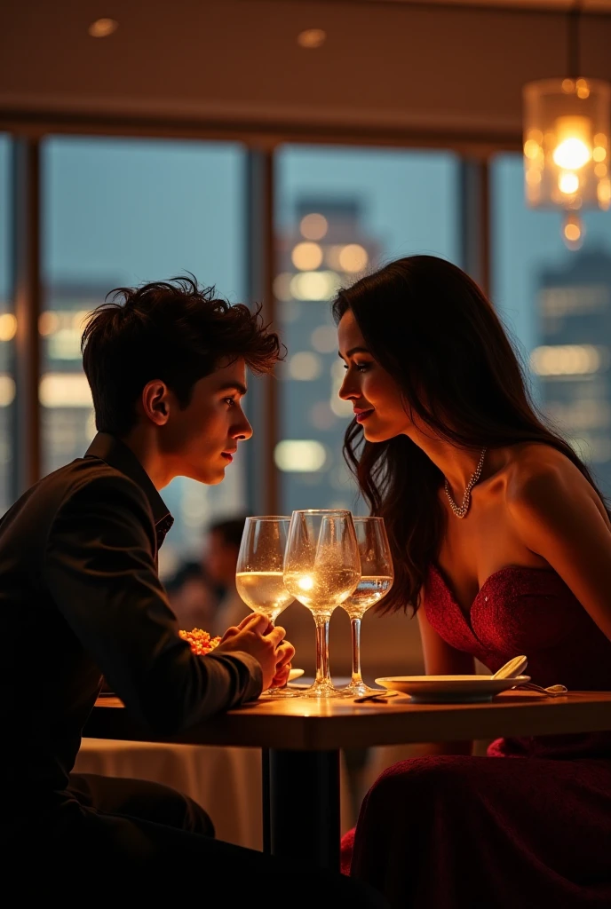 couple at a romantic dinner
