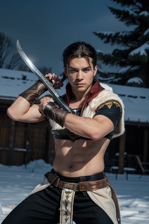 Jon Snow sem camisa na neve