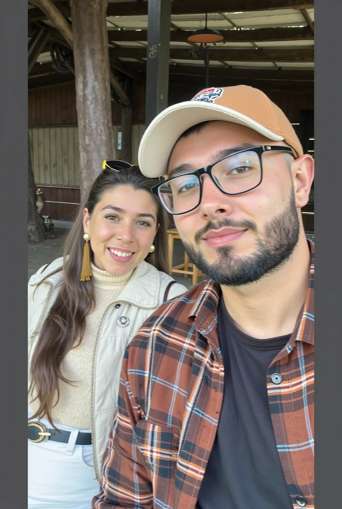 there is a man and a woman taking a selfie in a garden, Standing in a botanical garden, Foto tomada en 2 0 2 0, both smiling for the camera, Foto tomada en 2018, taken in the early 2020s, en jardines de marihuana, Foto de vacaciones, 8k selfie photograph, in garden, Karla Ortiz