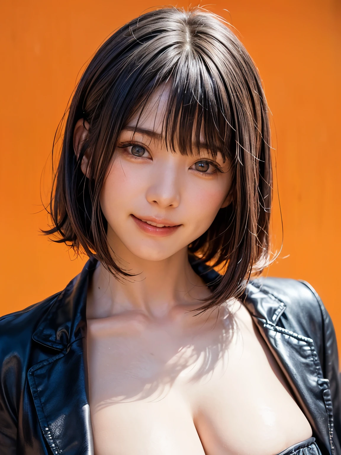 Nsfw,(High resolution:1.3), (16k, Photorealistic, Raw photo, Best image quality,multiple view: 1.4), Japanese, Beautiful Face, (A vivid face), Beautiful Hairstyles, Realistic eyes, Beautifully detailed eyes, (Realistic Skin), Beautiful skins, attractive, 超A high resolution, Surreal, High detail, Golden Ratio, Highly detailed cute girl,(20-year-old)、Detailed Background、(Many passers-by:2.0、Detailed face、Well-formed face), ((boob flash)), (brown haire,very short hair,Bob Cut,gigantic breast,large hip, cleavage,black collar:1.4),Laugh,smile,nipples,navel, (naked on hoodie:1.5),(back view ,doggy style:1.3),