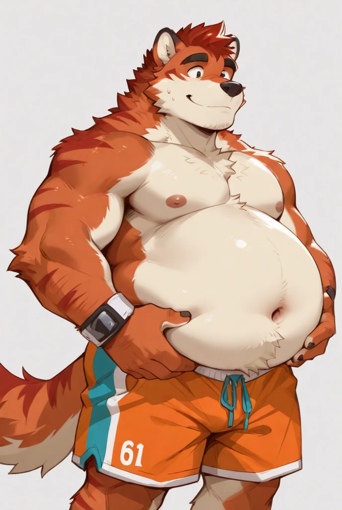kurama, background, roar, Nine tails, A nine-tailed fox fat and big, big fox fat. 9 tails are corp and gos he has a lot of fat no muscle he's not muscular he doesn't have muscles, he's fat obese fatty are body and full of fat, handjob in heart pattern boxers shirtless and cums everywhere sitting on the floor big ass cute
he wears a underwear