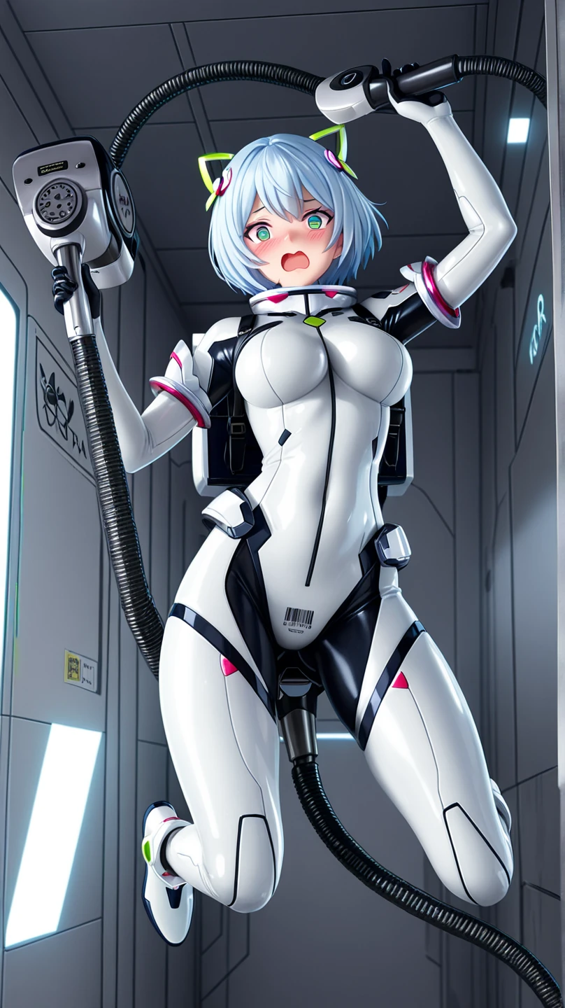 ((Highest quality, 8k wallpaper)),(masterpiece, Highest quality),Very detailed,High resolution,(Official Art:1.3),(((Anime screenshots,Black outline))),One girl,alone, Break mer1,(Rei Ayanami {Neon Genesis Evangelion,}1.2),masterpiece, best quality, outdoor, 1girl, Solo,red eyes,short hair,blue hair, (White plug suit:1.4), skin tight,(Tired look, A look of regret, Struggled, Half-closed eyes, fear, humiliation, Frightened, anxiety:1.3),(((Covered in sweat, Mass sweat, Sweating profusely,steam:1.7))), (looking back,kneeling, hand on own ass:1.8), (Dirty Costume with mud,gym storeroom:1.5)(((sweat,Sweatdrop,flying Sweatdrops, sweating profusely,wet,wet clothes,wet hair,messy hair))),