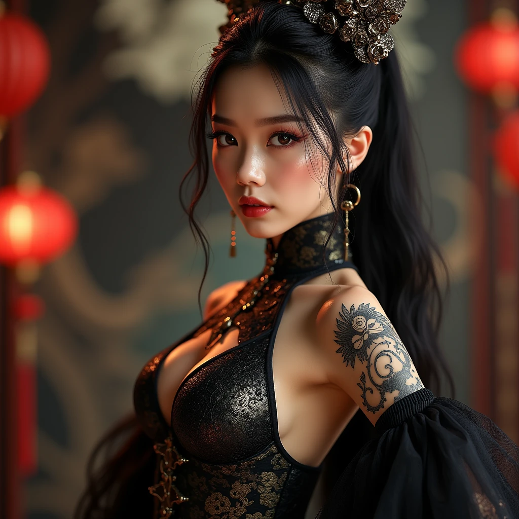 (heavy breasts)、top-quality、masterpiece、超A high resolution、(Blue Dragon Armor)、(((metals製))),(((Colossal tits)))、(((Detailed white micro bikini))),(Wearing a beautiful crown made of jewels),(Photorealsitic:1.4)、Raw photo、女の子1人、(((Random hair))、(((Take different poses)))、glowy skin、(((black chinese dragon)))、Intricate and ornate hair ornaments、(Looks like a gorgeous jewelry necklace)、(A person who sees with calm and goddess-like eyes)Happiness:1.2)、(metal bikini background)).((Beautiful coral and sea background))、Precipitous cliffs、(ruins background)、((super realistic details))、portlate、globalillumination、(sexypose)、Shadow、octan render、8K、Colossal tits、Raw skin exposed in the cleavage、metals、Details of complex ornaments、Japan details、highly intricate detail、Realistic light、CG Society Trenlow Eyes、Eyes shining towards the camera、Toostock、(veils)、(((Heavy Big))),Shining eyes shine、Armpit、