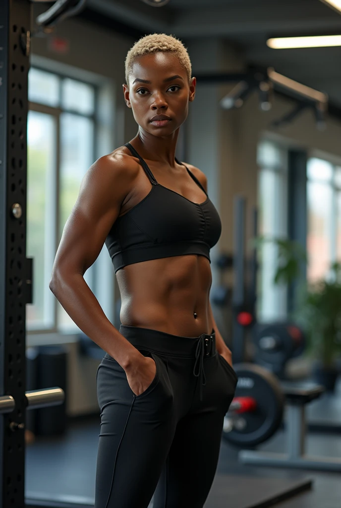 (full body, editorial photograph of a young dusky Indian woman), photographed in a gym, (highly detailed face:1.4) (smile:0.7) (background indian gym , moody, private study:1.3) POV, nikon d850, film stock photograph ,4 kodak portra 400 ,camera f1.6 lens ,rich colors ,hyper realistic ,lifelike texture, dramatic lighting , cinestill 800, realistic, wearing black gym Top, half sleeve, posing!!, candid picture, medium body, extra large sized breasts, black hair, braided hair, medium hair length realistic skin texture, brown skin