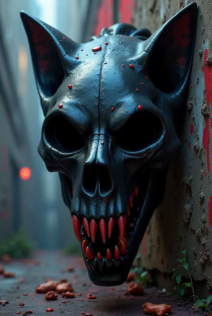 Creepy Panda Skull with neon colors and realistic 
