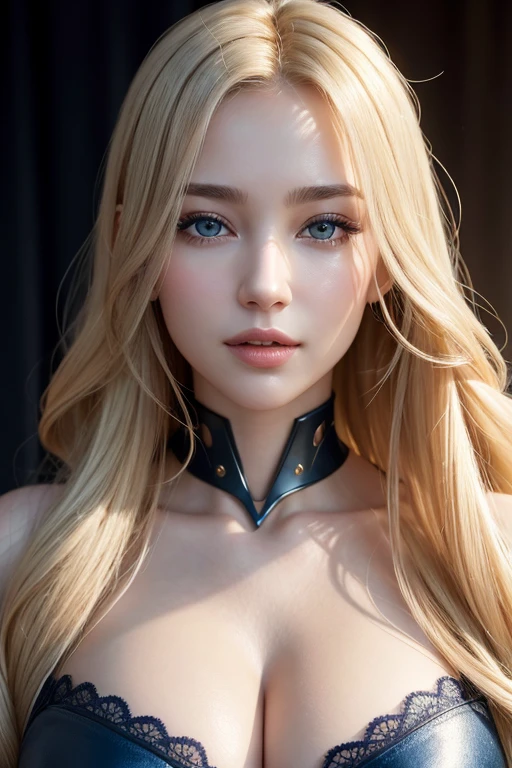 full body photo (full naked). blonde girl, golden hair, emo bangs over one eye, mysterious girl, blue eyes, slim body, fitness body, athletic.defined muscles. tied girl. the blonde is now trapped, captured by the henchmen soldiers, girl with her arms handcuffed (dark background, gray background). (sweaty body) 