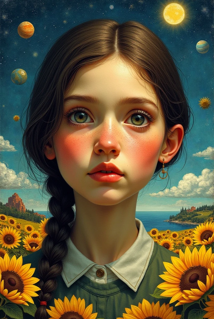 (pixarstyle:1.25) a waist-length portrait of a little girl with a basket of flowers, overgrown with poppy flower, natural skin texture, 4k textures, hdr, intricate, highly detailed, sharp focus, cinematic look, hyperdetailed