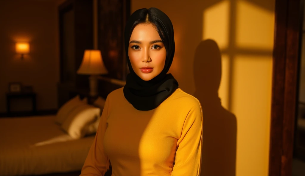 masterpiece, (ultra-high-definition portrait, vignet:1.4), Realistic, extremely detailed, CG unified, 8k, Clean lines, highly detailed, High-definition, raw color photos, Realistic portrait, Cinematic Light, Beautiful detailed, (1hijabgirl, indonesian:1.5), (165cm tall, big breasts with lips like she wants to kiss:1.5), Beautiful big breasts, breasts details, very tight, (Biggorgeous breast, Smile:1.5), (Soft smiling, Big Breast:1.4), Close up of a girl in Beautiful clothes with errected nipple, biggorgeous breast, Smiling, scarf, (Bombastic Side Eyes with curvaceous body:2), pose 4 of 1 6, ???????, No bra, (nipples that are clearly sticking out detail:1.2), Outdoors, high intricate detailed.