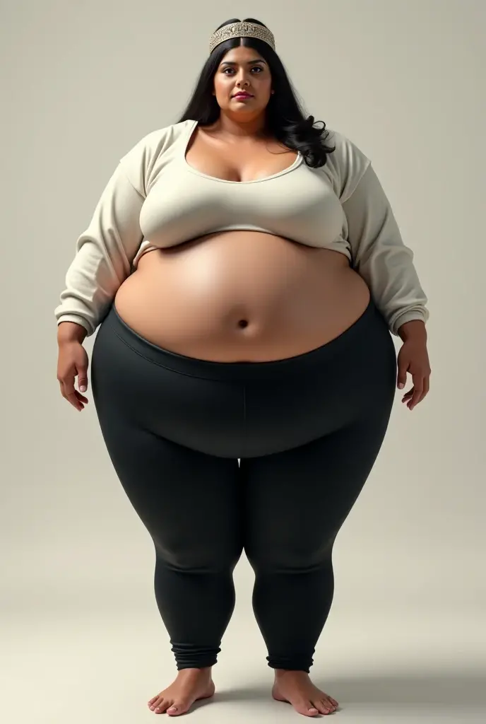a slender young female, visible abs, full body shot, right profile, (severely obese:1.5), highly detailed, photorealistic, 8K, realistic lighting, cinematic composition, dramatic pose, piercing eyes, natural skin texture, dramatic shadows, warm golden hour lighting, realistic skin pores and imperfections, detailed clothing folds and wrinkles