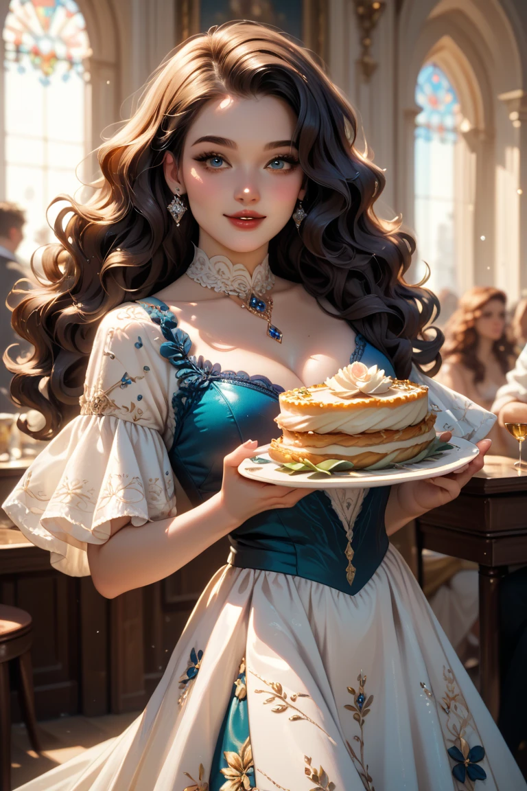 Hungarian woman with an athletic and toned physique; striking features with high cheekbones; green eyes; long, dark hair often styled in intricate braids; 'light olive' skin; best quality; trending on artstation; complex volumetric lighting; strong shadows; artistic lighting; dynamic; energetic vibe; realistic skin; specular highlights; micro-textures; highly detailed hair; in a dimly lit apartment at the dinner table;  gang leader; wearing a sundress
