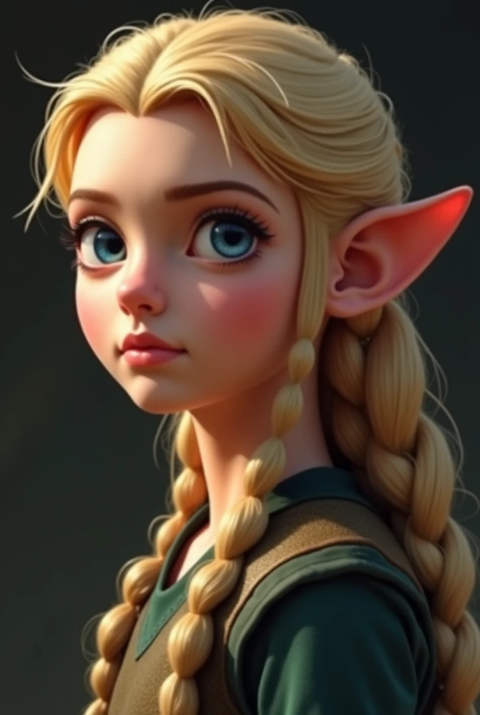 Solo elf girl, big fat juicy ass, widest hips, slim waist, thick supple thighs, short braided blonde hair, walking away, elven ranger clothes, looking back over her shoulders, tight white trousers