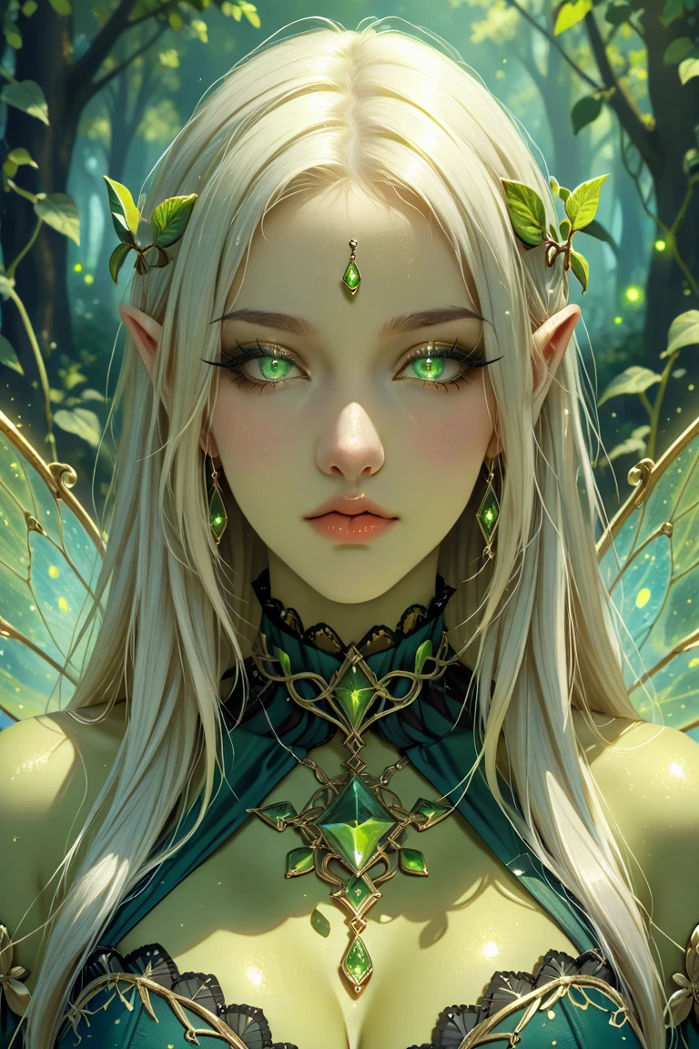 Fantasy、Anime Style、Silver hair with green mesh、Gold and red odd eyes、Dragon Wings