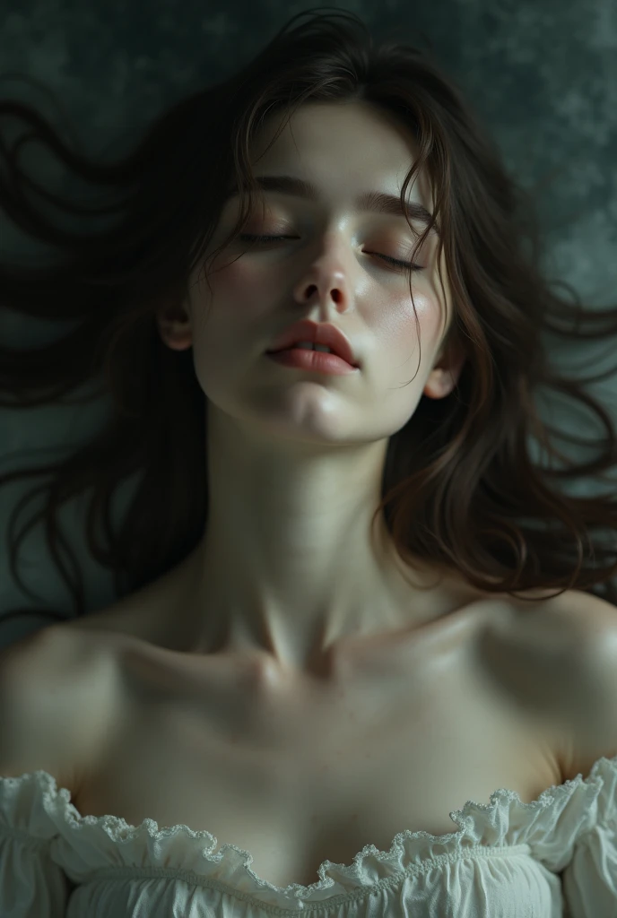 With her eyes closed and she seems dead