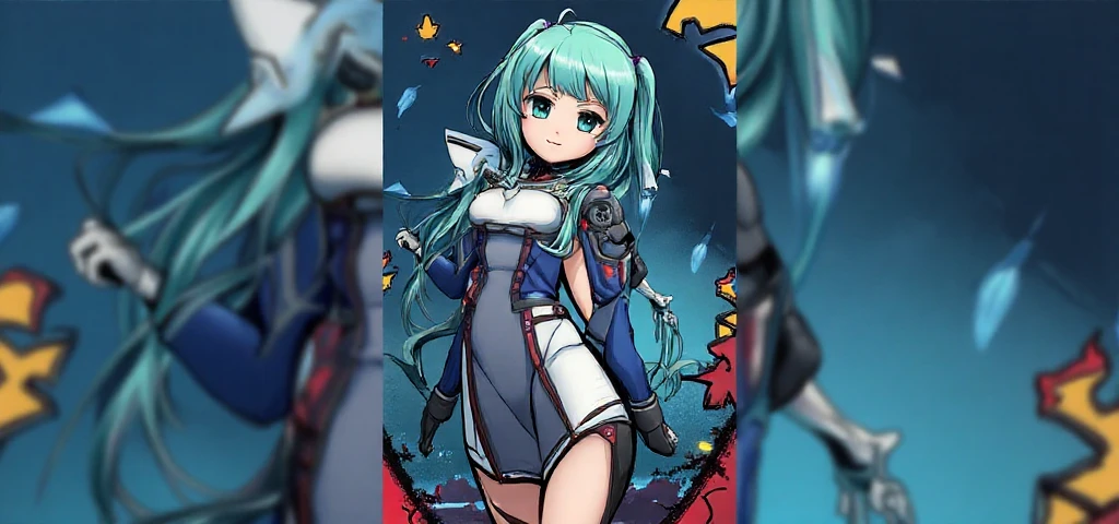Optimus Prime human woman with long hair and blue eyes