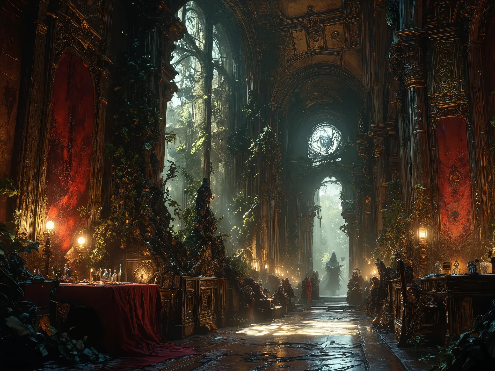 luxury castle interior, haunted