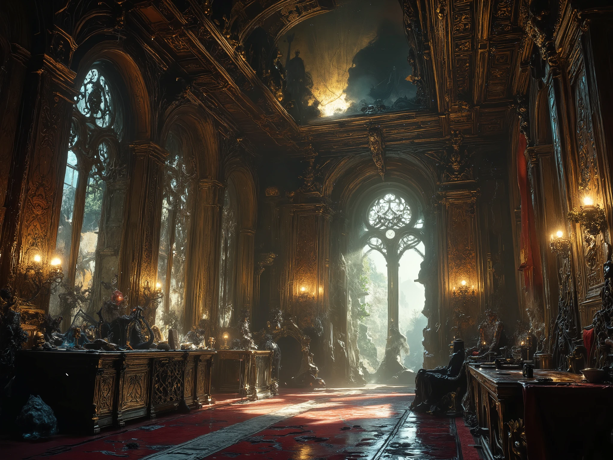 luxury castle interior, haunted