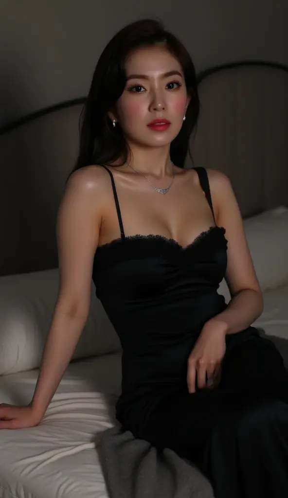 (((1 Japanese 51 year old mature woman))), ((Sagging under the eyes)),(((nasolabial folds))),独奏,masutepiece, Best Quality, Photorealsitic, super detailed skin, Sharpen, Perfect Anatomy,((Sea view hill)),Anatomy,独奏,Longhaire,((old body)), (((Sagging udder))) (thick waist),(flabby body)(,Plump body),bunk butt,Serious look,Mature AV Actress, glamor, A sexy,(((Fair skin with many wrinkles))),small diamond necklace,(((Black Satin Dress))),long skirt,(Red high heels),Staring at this,