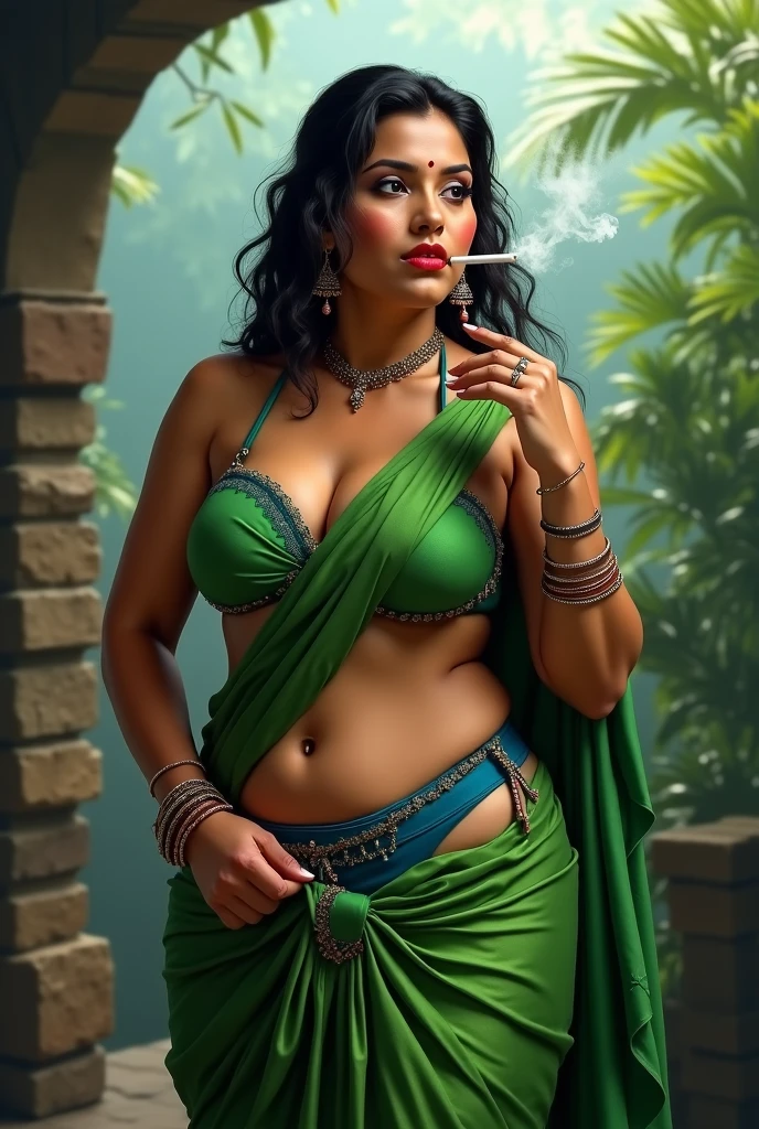 Wild Mexican, Mexican Culture, Mexican Art, Mexican Style, Mexican Goddess, exotics, full body shot, extreme tanned skin, extreme long black straight hair messes over naked boobs, huge green marijuana leaf headdress, big cheeks, long legs, voluptuous, curvy, thick, busty, indigenous gold and green breast Mexican painting, breast Mexican painted green and gold, indigenous gold and green Mexican facial painting, huge green marijuana leaf necklace, honey eyes