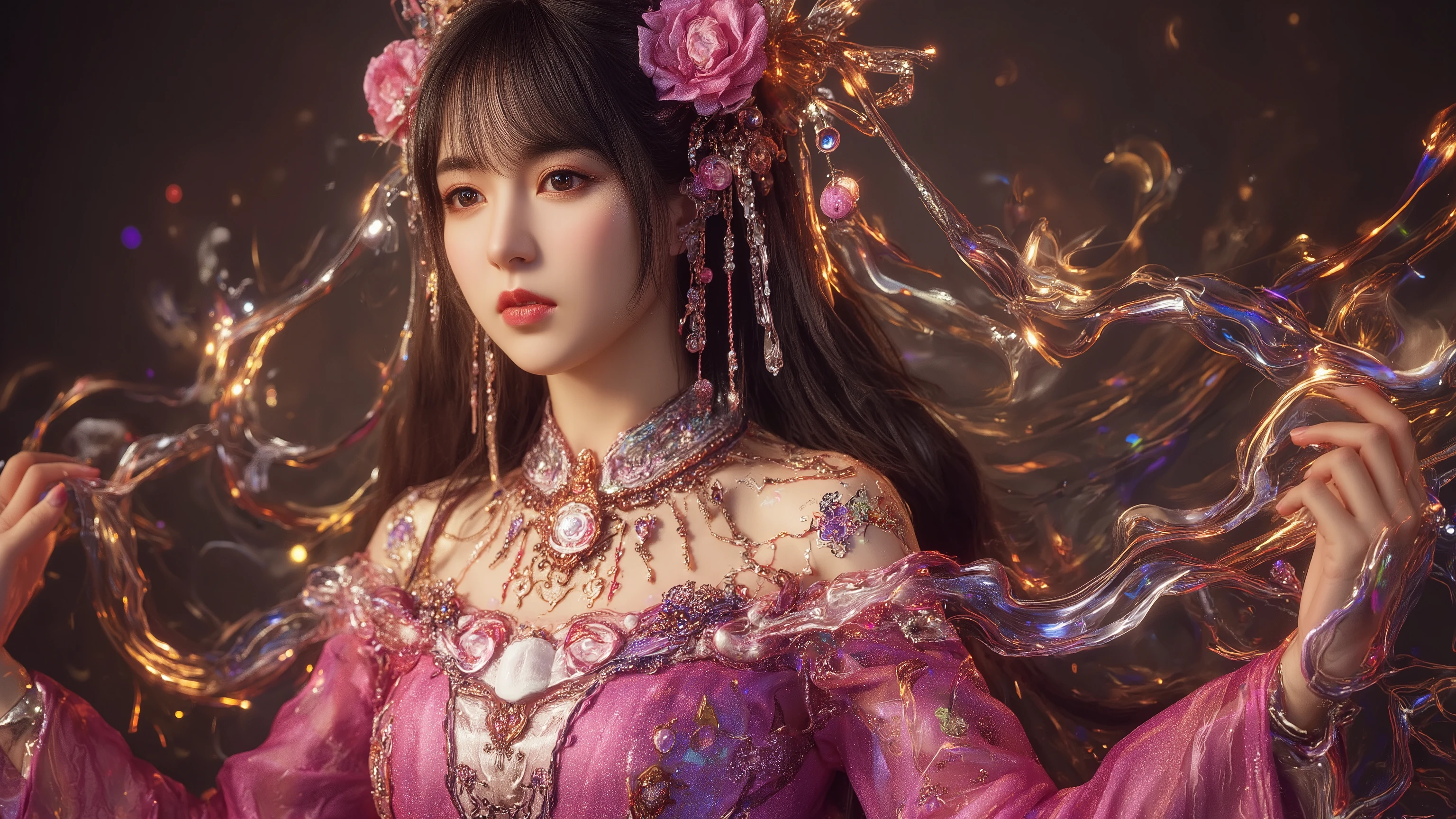 Chinese female superhero wearing a pink and purple outfit, Generate an ultra-detailed full-body image of a., perfect configuration, beautifully detailed complex、 highly detailed octane rendering 、Popular on Artstation, 8k Artistic Photos, Photorealistic Concept Art , cinematic perfect light with a soft natural sense of volume wearing a pink and purple outfit, chiaroscuro, Award-winning photo, masterpiece, Oil painting, Raphael, Caravaggio , Greg Ratkowski, Beeple, beksinski, Giger