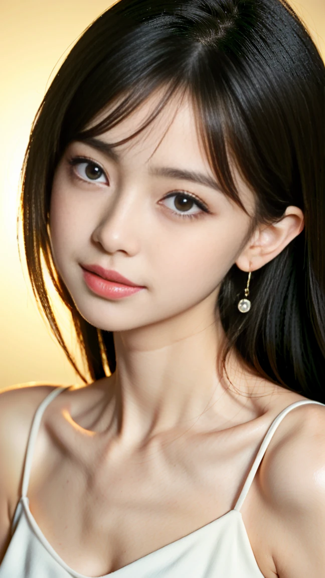 masterpiece、highest quality, Detailed workmanship、high resolution、(8K, High resolution:1.2)、raw photo, photorealistic、slender body shape、high definition face、Face is in focus、high definition eyes、(Focused, symmetrical pupils:1.2)、High-definition and beautiful skin、firm skin、natural makeup、gross lip, High-definition hair texture、japanese woman、high school girl、17 years old、very cute, very short hair, (party dress), (very embarrassed:1.3), (blush:1.3), (shy gesture、embarrassed look:1.3)、(He is looking at the camera with a shy look on his face.:1.3)、I have my mouth slightly open、(various shooting angles:1.2)、thin necklace、small earrings, medium breast, bust shot, nsfw