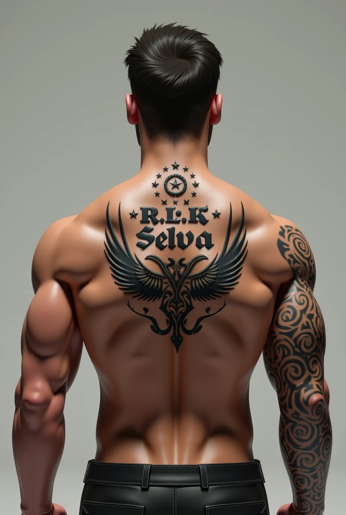 tattoo  (Jad and Aya ) In the chest area of the man in the form of roses