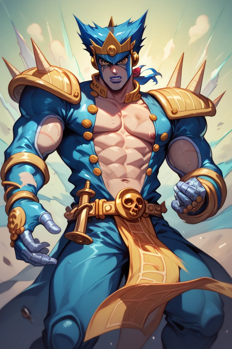 Desert Oasis,Huge muscles,Huge penis,Boy wearing a blue helmet,