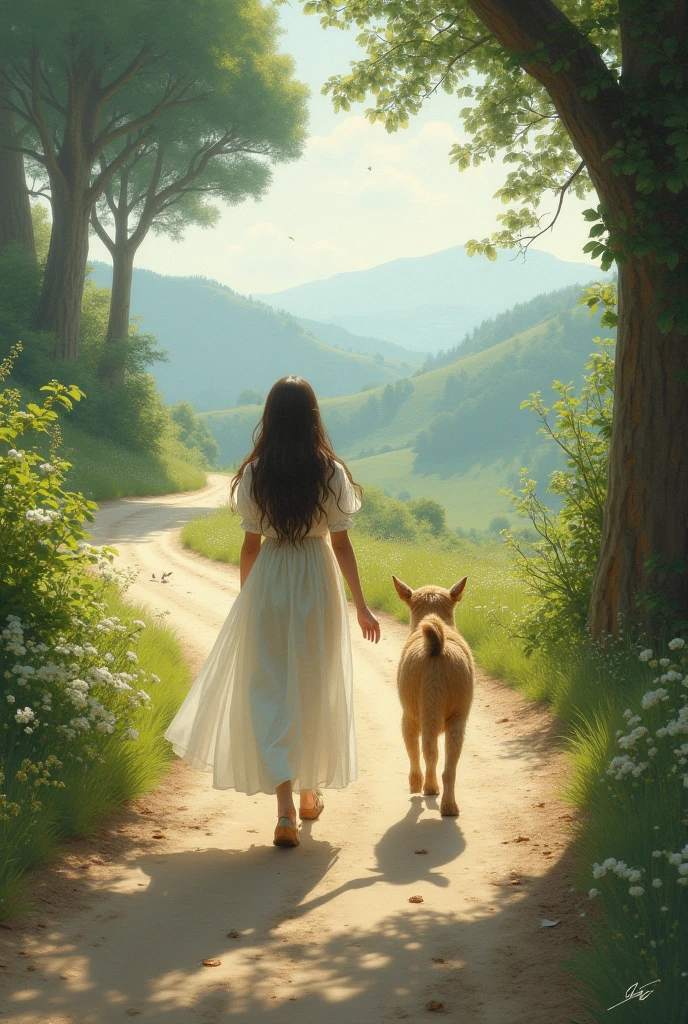 A young lady and her ren and husband on a deserted inland road