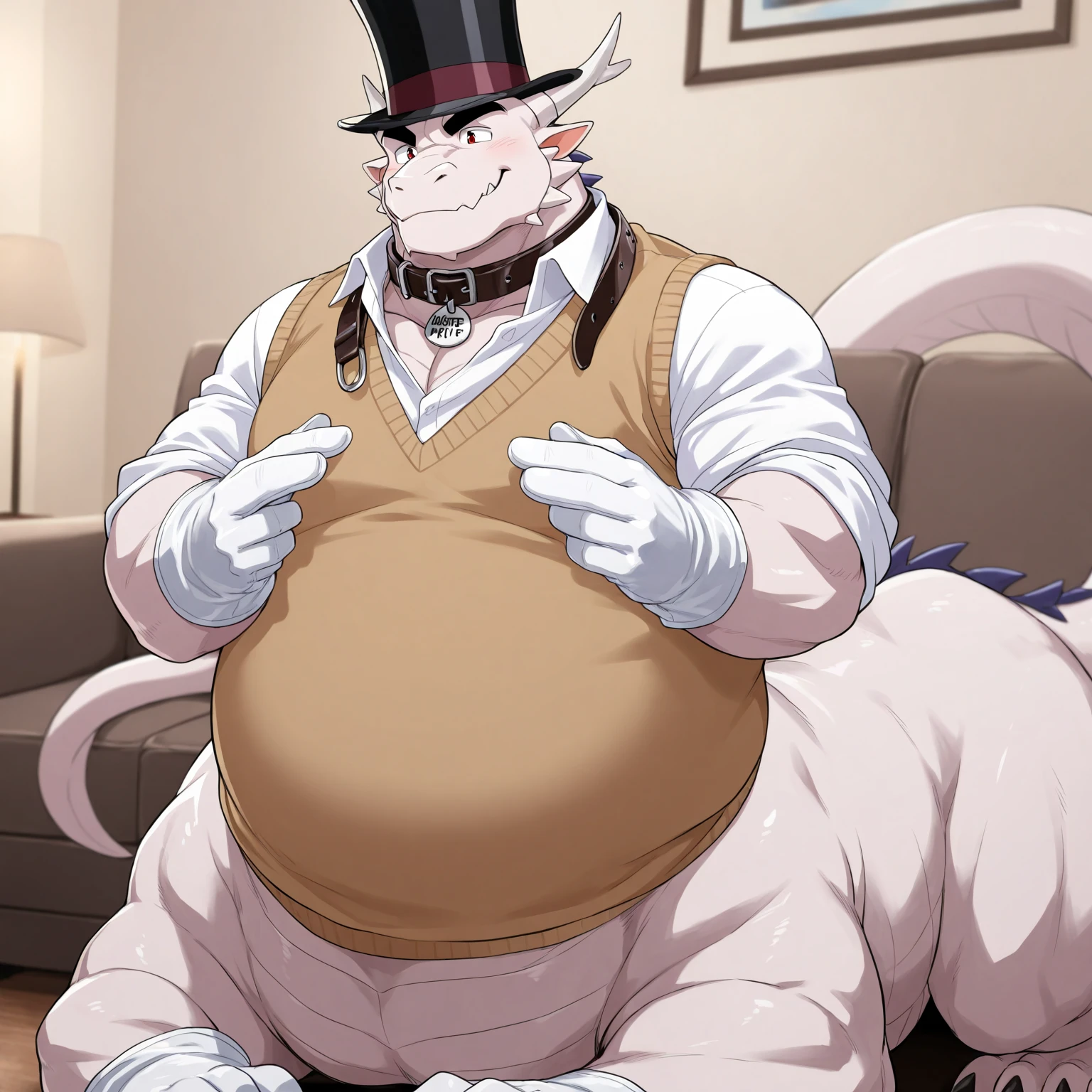 highest quality、Sexy Lizardman, Skimpy micro underwear、Lizard head、Sweat、Embarrassing、Gay、Night Ball、Crotch close-up、cute、Leather gloves、Knee-high socks、Choker of Hearts、White Breath、Licking lips、Drooling、Obscene language、Obscene pose、Dirty Dance、Pink steam、、Covered in white slime、Man wearing panties、strip、Belly button style frill、Angle looking up from below、Frilled Lingerie、Magazine cover style illustration、Earl Top Hat、Showman、Side view