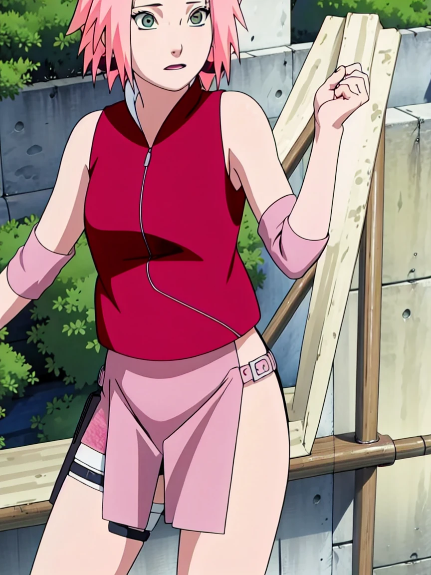 Sakura Haruno nude,wide hips,abdomen,sexy ,Show your armpits,jump,On the tree,IPST, naked,Torn shirt,full body,sleep, In the forest,open shirt,nipple